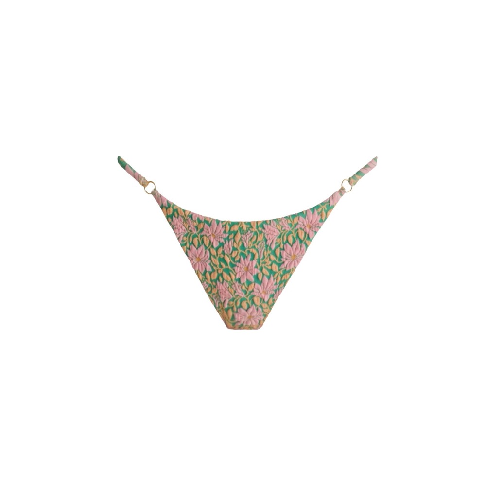 MAYANNA Rue Bikini Bottom Pink Blossom Floral Jacquard Low Rise EUC $135 M